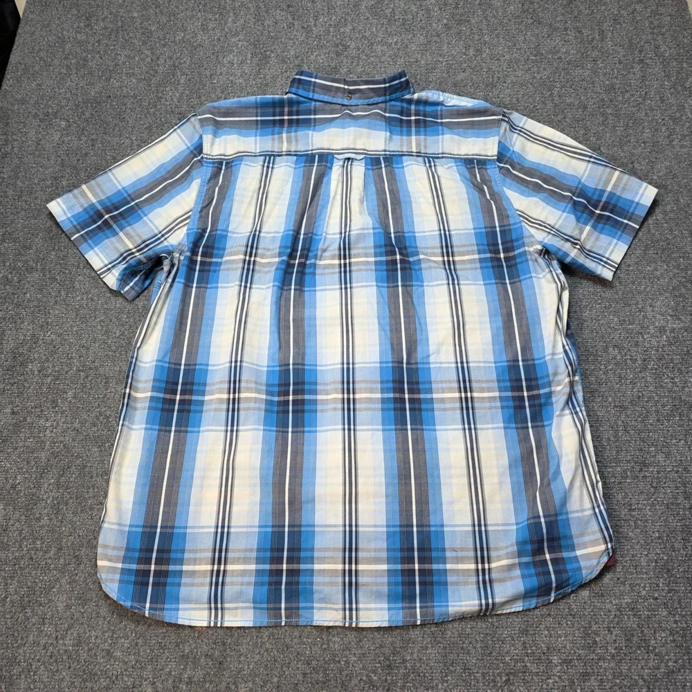 The‎ North Face Men's XXL Blue Plaid Short Sleeve Button Down Shirt Pockets